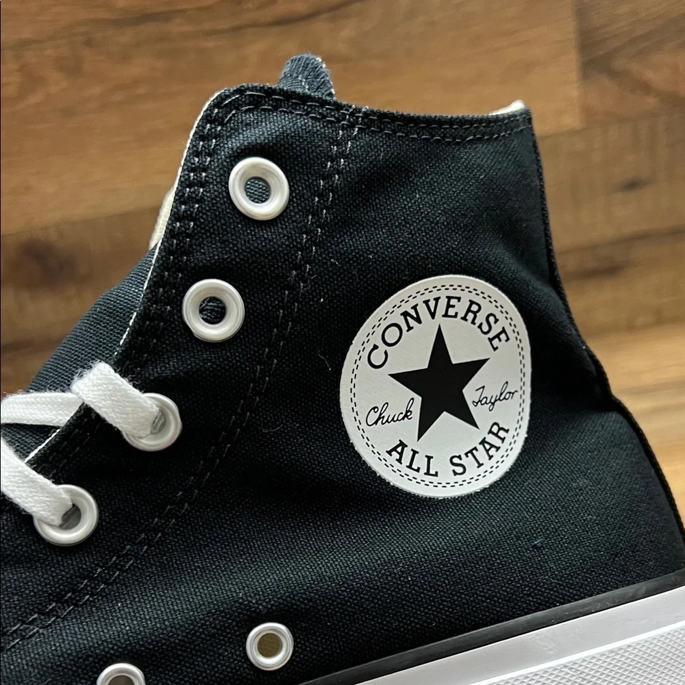 Converse Classic Black and White High-Tops platform